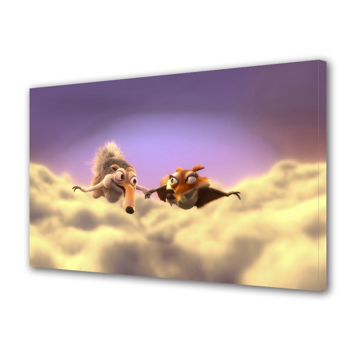 Tablou Luminos in intuneric VarioView Fosforescent Moonlight GLOW Animatie pentru copii Ice Age 3 Scrat si Scratte , 20 x 30 cm