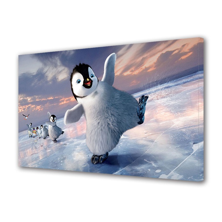 Tablou Luminos in intuneric VarioView Fosforescent Moonlight GLOW Animatie pentru copii Happy Feet , 20 x 30 cm