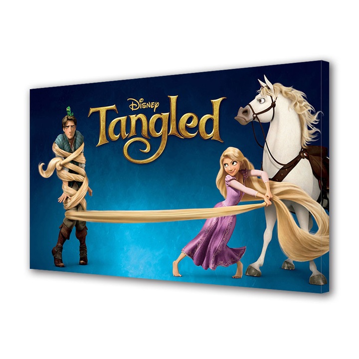 Tablou Luminos in intuneric VarioView Fosforescent Moonlight GLOW Animatie pentru copii Tangled Rapunzel, Flynn si Maximus , 20 x 30 cm