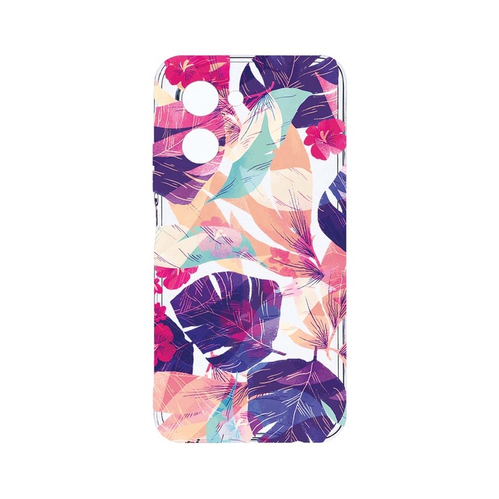BestCase 2MM Clear Szilikon telefontok, Realme C33, Tropical Flowers, Kamera védelem, strapabíró, T 71