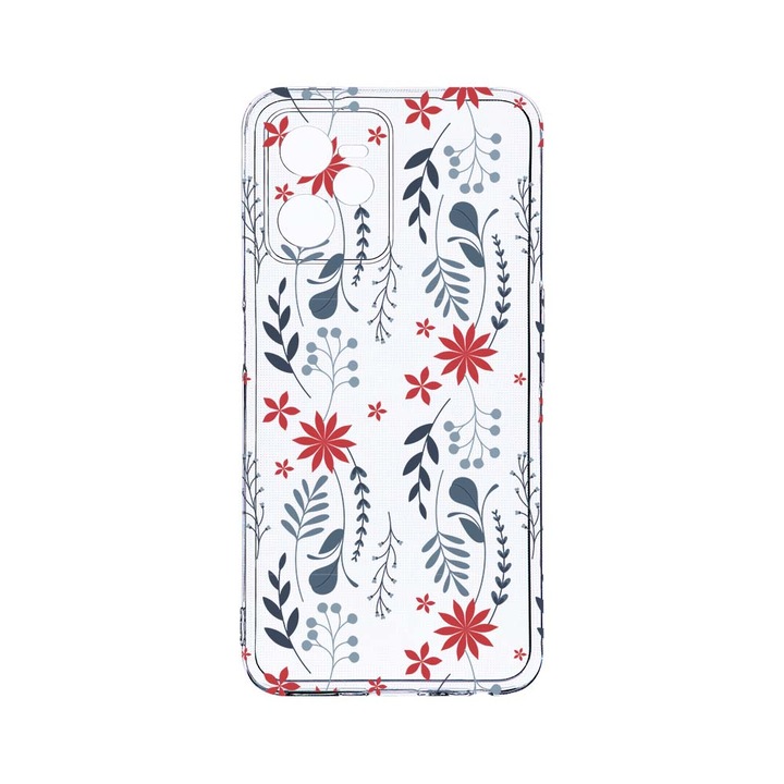 Силиконов калъф BestCase за Realme Narzo 50A Prime / C35, Flowers Art, Camera Protection, Clear Silicon 2MM, T 155