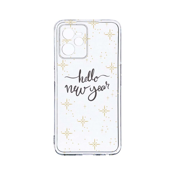 Силиконов калъф BestCase за Realme Narzo 50A Prime / C35, Hello New Year, Camera Protection, Clear Silicon 2MM, T 173