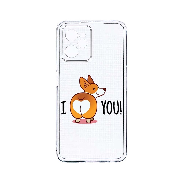 Силиконов калъф BestCase за Realme Narzo 50A Prime / C35, Sweet doggy Emoji, Camera Protection, Clear Silicon 2MM, T 593