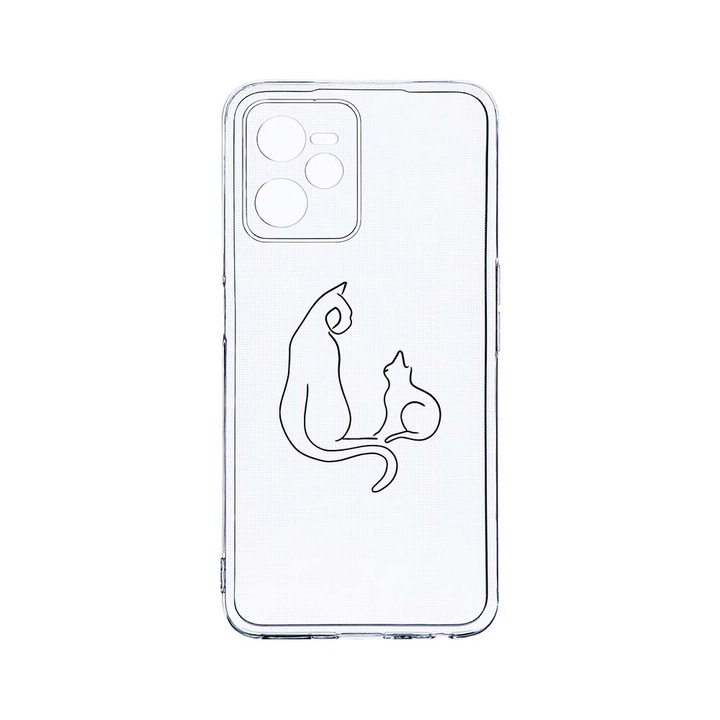 Силиконов калъф BestCase за Realme Narzo 50A Prime / C35, Abstract Cat, Camera Protection, Clear Silicon 2MM, T 738