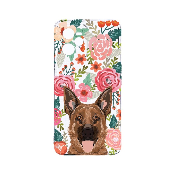 Силиконов калъф BestCase за Realme Narzo 50A Prime / C35, Dog and Flowers, Camera Protection, Clear Silicon 2MM, T 636
