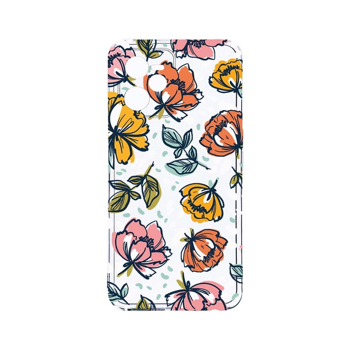 Силиконов калъф BestCase за Realme Narzo 50A Prime / C35, Flowers - Pastel Colors, Camera Protection, Clear Silicon 2MM, T 755