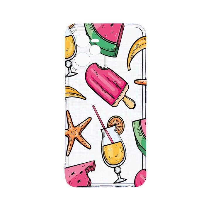 Силиконов калъф BestCase за Realme Narzo 50A Prime / C35, Summer Ornaments, Camera Protection, Clear Silicon 2MM, T 836