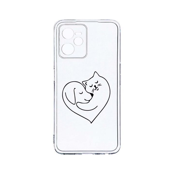 Силиконов калъф BestCase за Realme Narzo 50A Prime / C35, Dog And Cat Love, Camera Protection, Clear Silicon 2MM, T 739