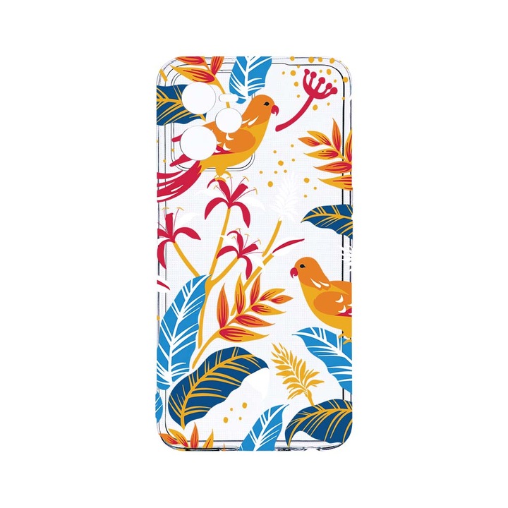 Силиконов калъф BestCase за Realme Narzo 50A Prime / C35, Colored Birds, Camera Protection, Clear Silicon 2MM, T 769