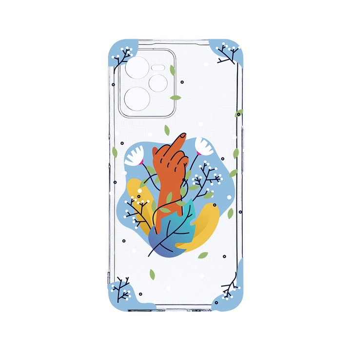 Силиконов калъф BestCase за Realme Narzo 50A Prime / C35, Flowers FCK, Camera Protection, Clear Silicon 2MM, T 1020