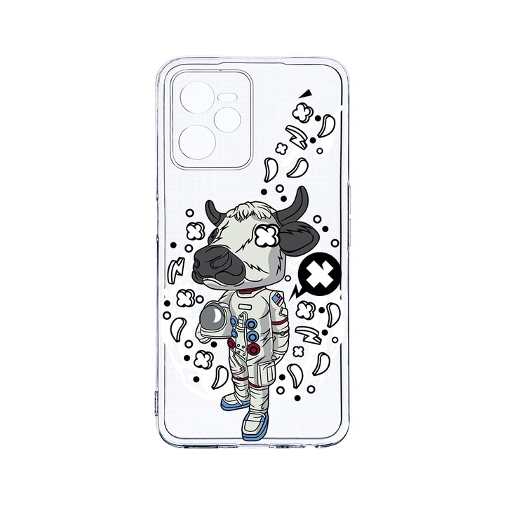 Силиконов калъф BestCase за Realme Narzo 50A Prime / C35, Cow Astronaut, Camera Protection, Clear Silicon 2MM, T 976