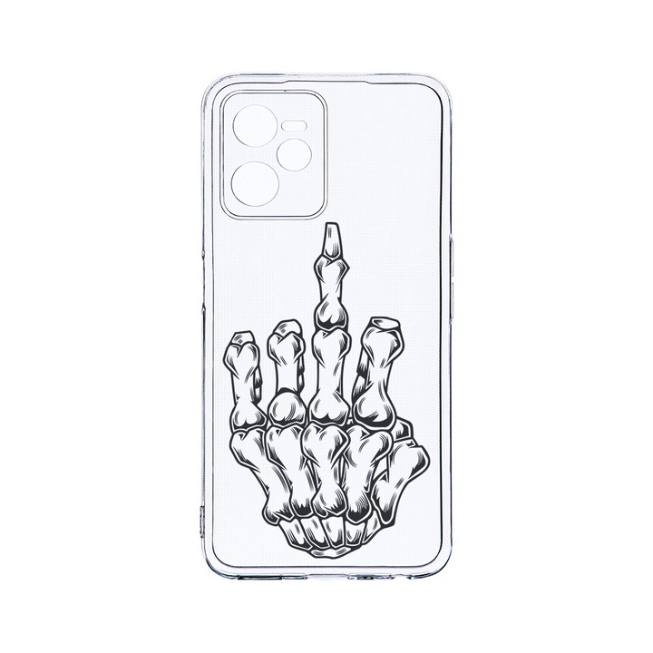 Силиконов калъф BestCase за Realme Narzo 50A Prime / C35, Skeleton Hand FU, Camera Protection, Clear Silicon 2MM, T 965