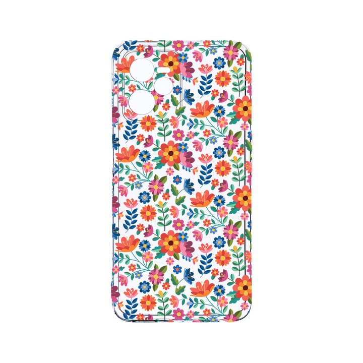 Силиконов калъф BestCase за Realme Narzo 50A Prime / C35, Flower Pattern, Camera Protection, Clear Silicon 2MM, T 953
