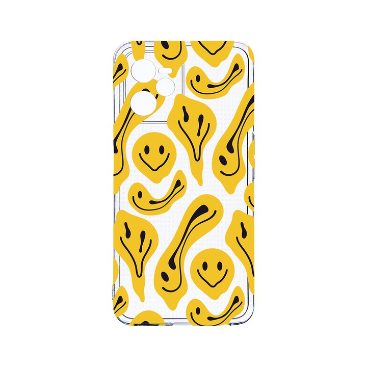 Силиконов калъф BestCase за Realme Narzo 50A Prime / C35, Yellow Acid Smiley, Camera Protection, Clear Silicon 2MM, T 1052