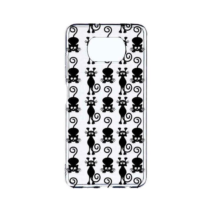 Husa BestCase® Clear Silicon 2MM, Compatibila Cu Xiaomi Poco X3 Pro / Poco X3, Cats, Antisoc, Protectie Camera, Margini ridicate pentru protectia ecranului, T 115