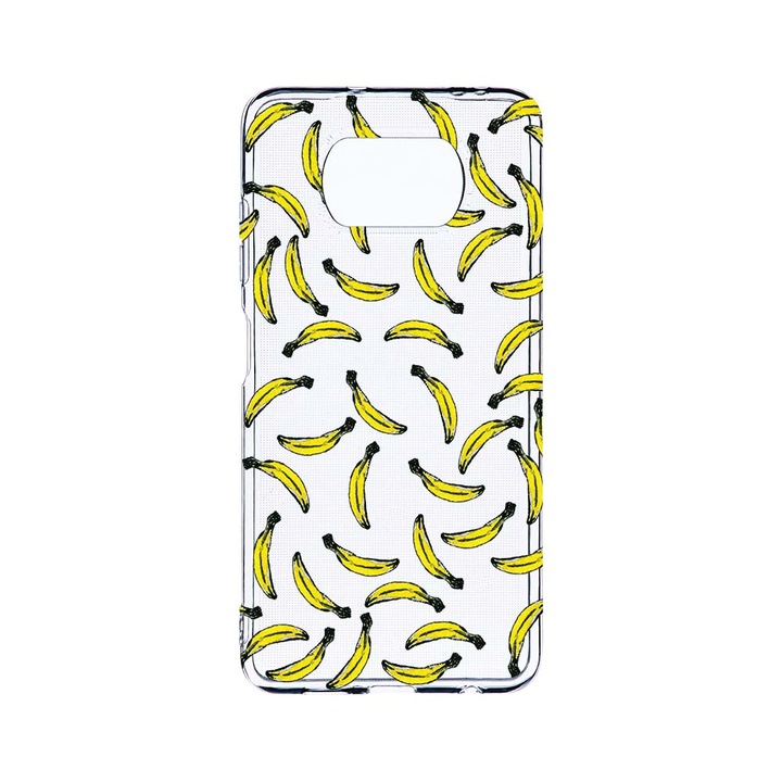 Husa BestCase® Clear Silicon 2MM, Compatibila Cu Xiaomi Poco X3 Pro / Poco X3, Bananas, Antisoc, Protectie Camera, Margini ridicate pentru protectia ecranului, T 664