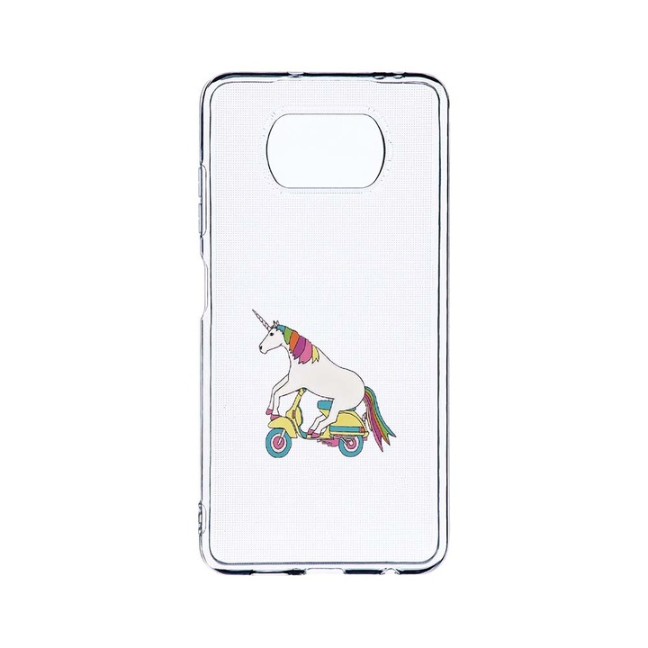 Husa BestCase® Clear Silicon 2MM, Compatibila Cu Xiaomi Poco X3 Pro / Poco X3, Unicorn On The Road, Antisoc, Protectie Camera, Margini ridicate pentru protectia ecranului, T 528