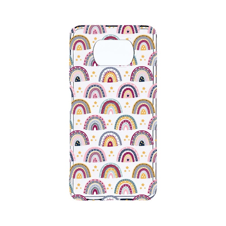 Husa BestCase® Clear Silicon 2MM, Compatibila Cu Xiaomi Poco X3 Pro / Poco X3, Rainbow Hand Drawn, Antisoc, Protectie Camera, Margini ridicate pentru protectia ecranului, T 839