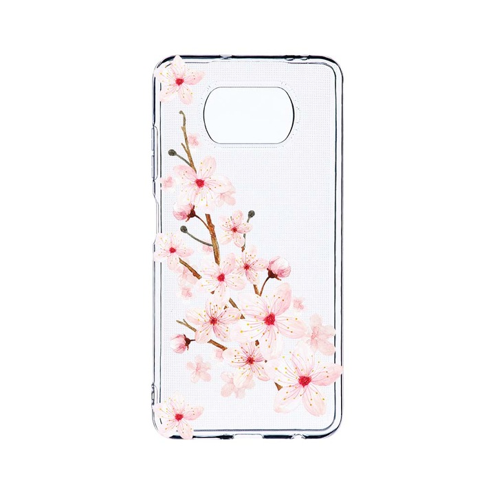 Husa BestCase® Clear Silicon 2MM, Compatibila Cu Xiaomi Poco X3 Pro / Poco X3, Spring Flower, Antisoc, Protectie Camera, Margini ridicate pentru protectia ecranului, T 62