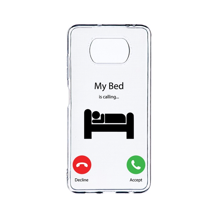 Husa BestCase® Clear Silicon 2MM, Compatibila Cu Xiaomi Poco X3 Pro / Poco X3, My Bed Is Calling, Antisoc, Protectie Camera, Margini ridicate pentru protectia ecranului, T 945