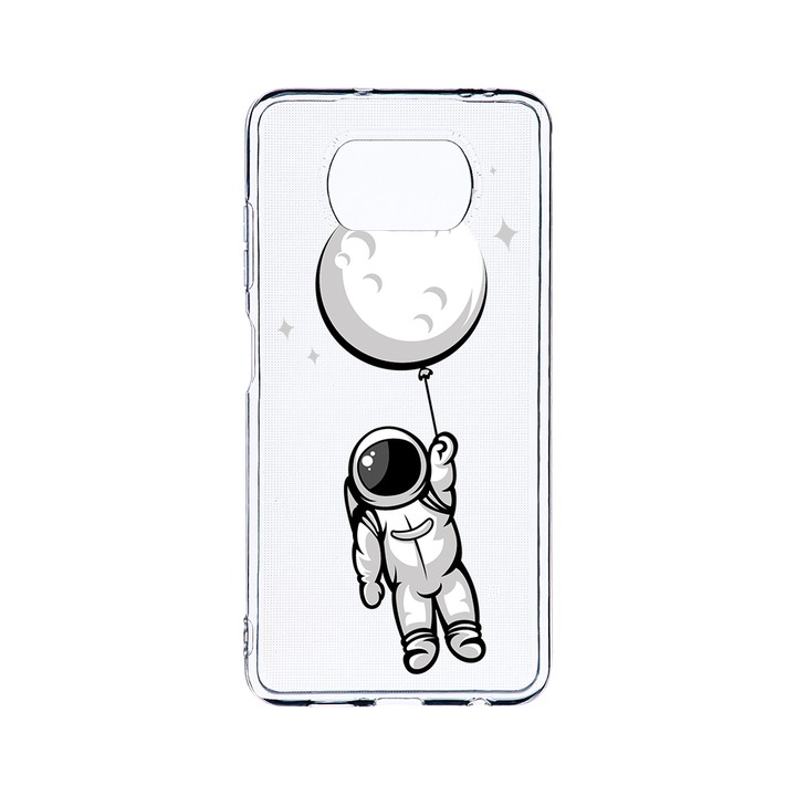 Husa BestCase® Clear Silicon 2MM, Compatibila Cu Xiaomi Poco X3 Pro / Poco X3, Astronaut, Antisoc, Protectie Camera, Margini ridicate pentru protectia ecranului, T 996