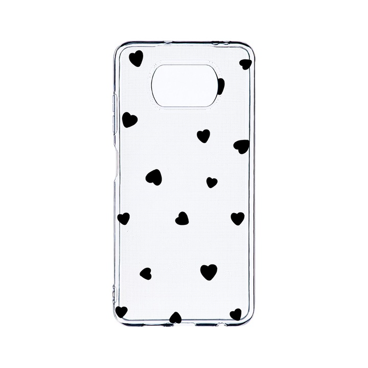Husa BestCase® Clear Silicon 2MM, Compatibila Cu Xiaomi Poco X3 Pro / Poco X3, Heart Pattern, Antisoc, Protectie Camera, Margini ridicate pentru protectia ecranului, T 1041