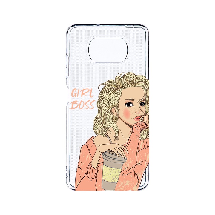 Husa BestCase® Clear Silicon 2MM, Compatibila Cu Xiaomi Poco X3 Pro / Poco X3, Girl Boss, Antisoc, Protectie Camera, Margini ridicate pentru protectia ecranului, T 1009