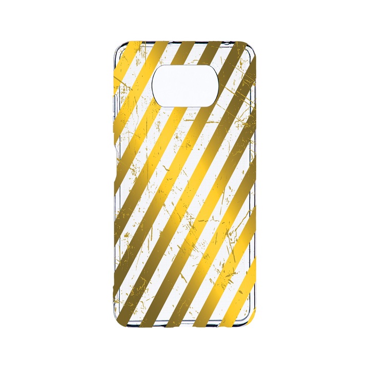 Husa BestCase® Clear Silicon 2MM, Compatibila Cu Xiaomi Poco X3 Pro / Poco X3, Golden Stripes, Antisoc, Protectie Camera, Margini ridicate pentru protectia ecranului, T 1055