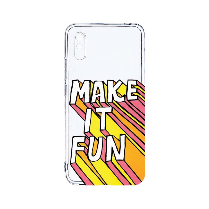 Husa BestCase® Clear Silicon 2MM, Compatibila Cu Xiaomi Redmi 9A / Redmi 9AT, Make It Fun, Antisoc, Protectie Camera, Margini ridicate pentru protectia ecranului, T 494