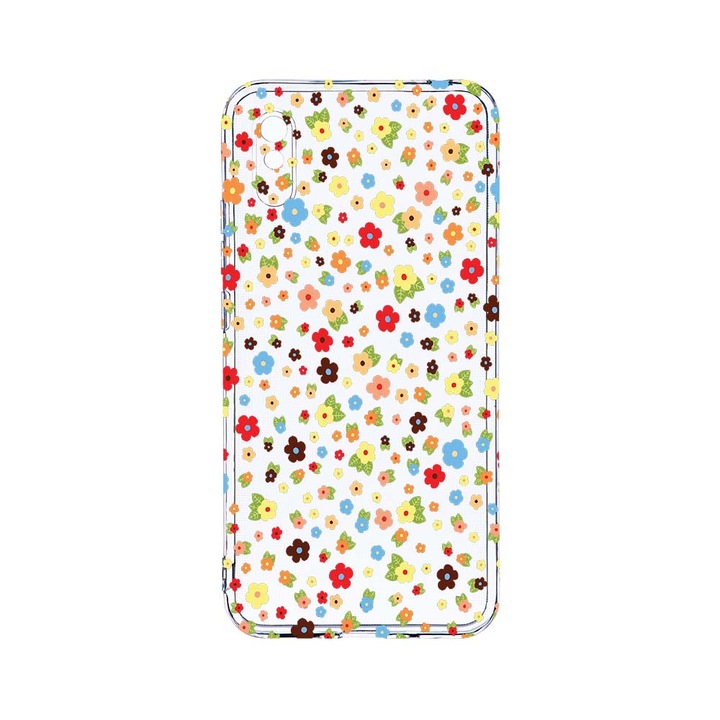 Husa BestCase® Clear Silicon 2MM, Compatibila Cu Xiaomi Redmi 9A / Redmi 9AT, Happy Little Flowers, Antisoc, Protectie Camera, Margini ridicate pentru protectia ecranului, T 501