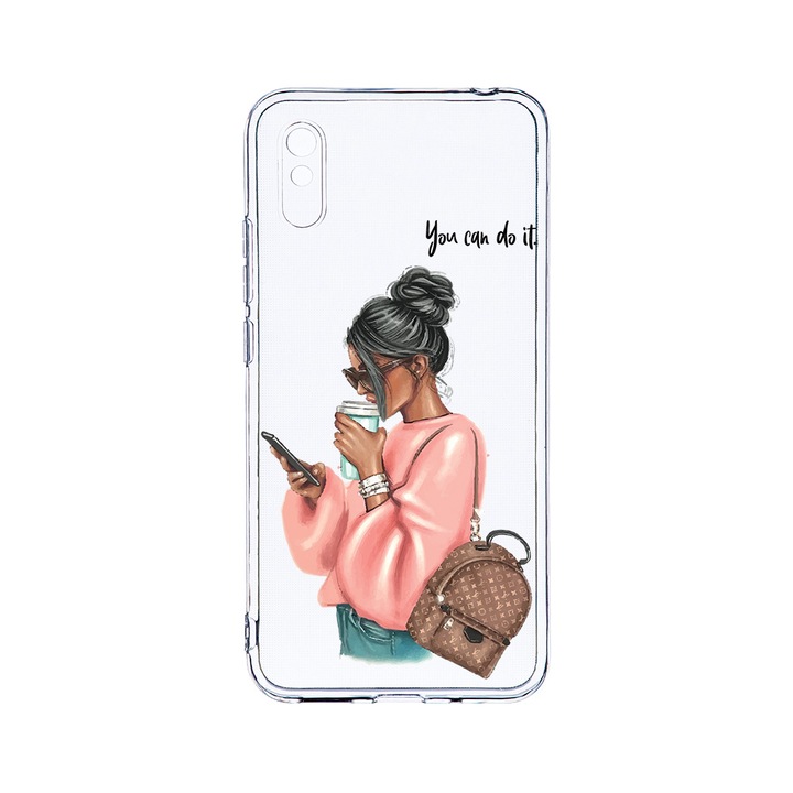 Силиконов калъф BestCase за Xiaomi Redmi 9A / Redmi 9AT, Shopping Girl, Camera Protection, Clear Silicon 2.0MM, T 962