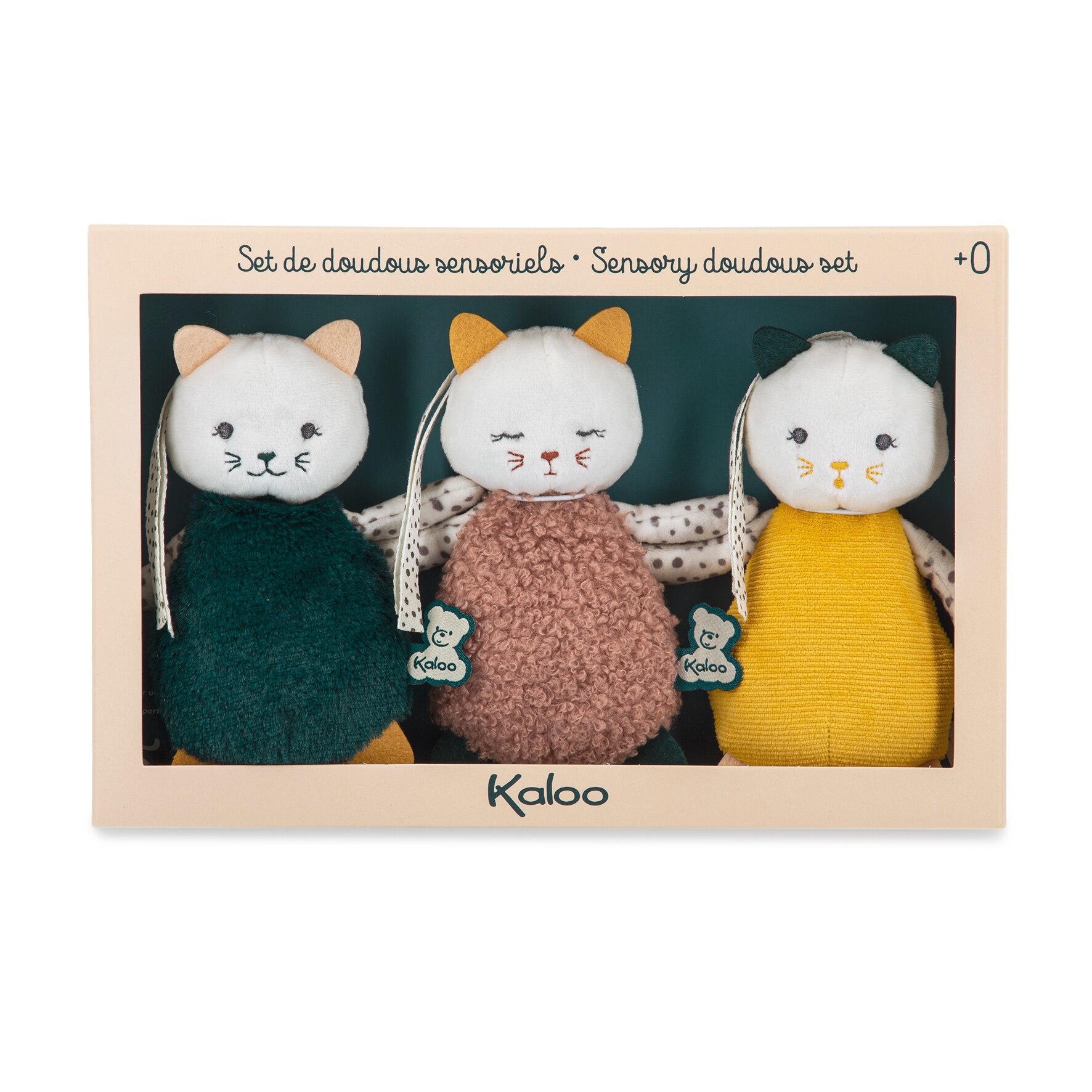 Set 3 jucarii senzoriale Kaloo - Pisicute, 14 cm