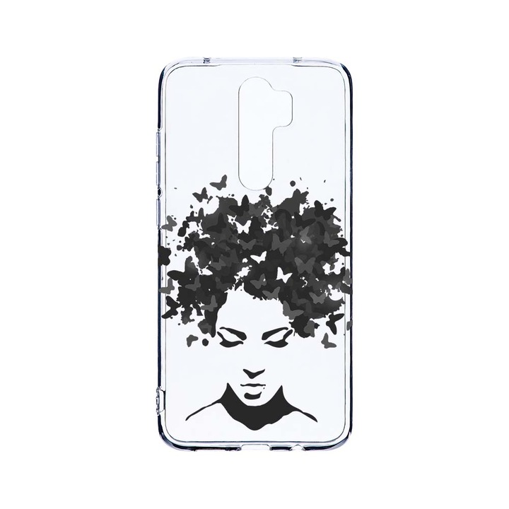 Husa BestCase® Clear Silicon 2MM, Compatibila Cu Xiaomi Redmi Note 8 Pro, Woman BW, Antisoc, Protectie Camera, Margini ridicate pentru protectia ecranului, T 51