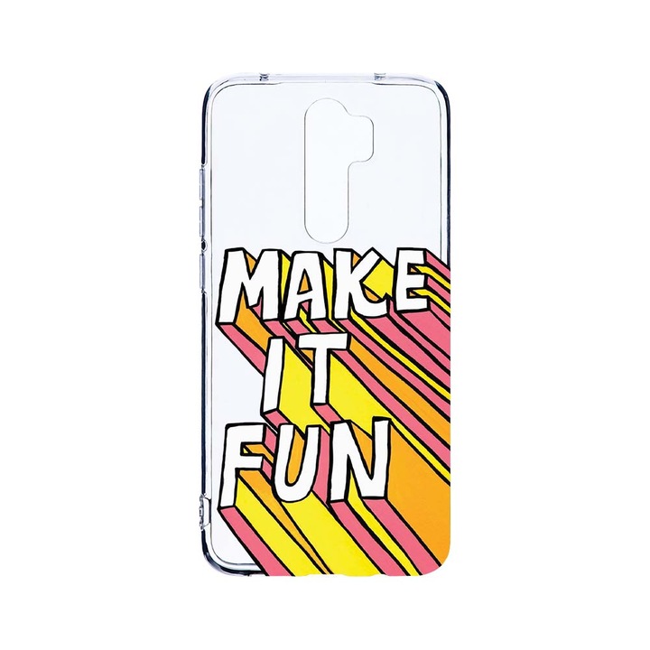 Husa BestCase® Clear Silicon 2MM, Compatibila Cu Xiaomi Redmi 9, Make It Fun, Antisoc, Protectie Camera, Margini ridicate pentru protectia ecranului, T 494