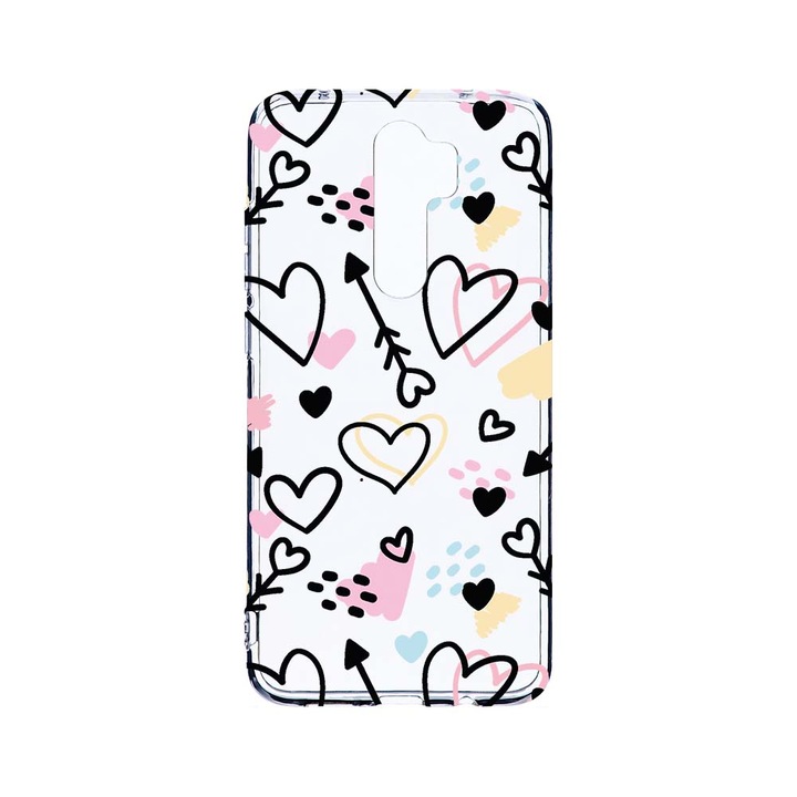 Husa BestCase® Clear Silicon 2MM, Compatibila Cu Xiaomi Redmi Note 8 Pro, Love Symbols, Antisoc, Protectie Camera, Margini ridicate pentru protectia ecranului, T 764
