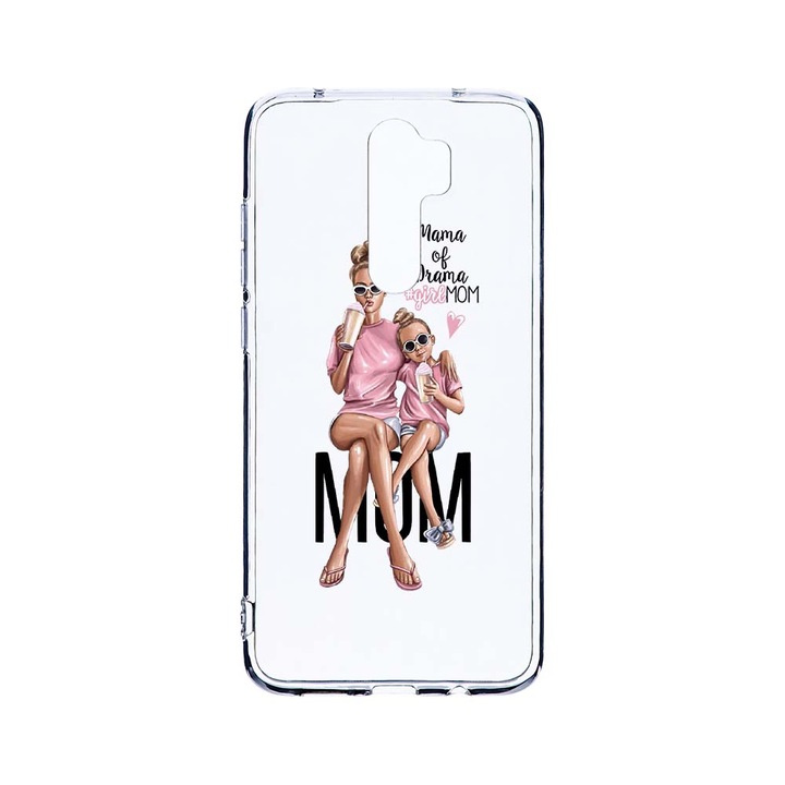 Husa BestCase® Clear Silicon 2MM, Compatibila Cu Xiaomi Redmi Note 8 Pro, Girl Mom Mama of Drama, Antisoc, Protectie Camera, Margini ridicate pentru protectia ecranului, T 558