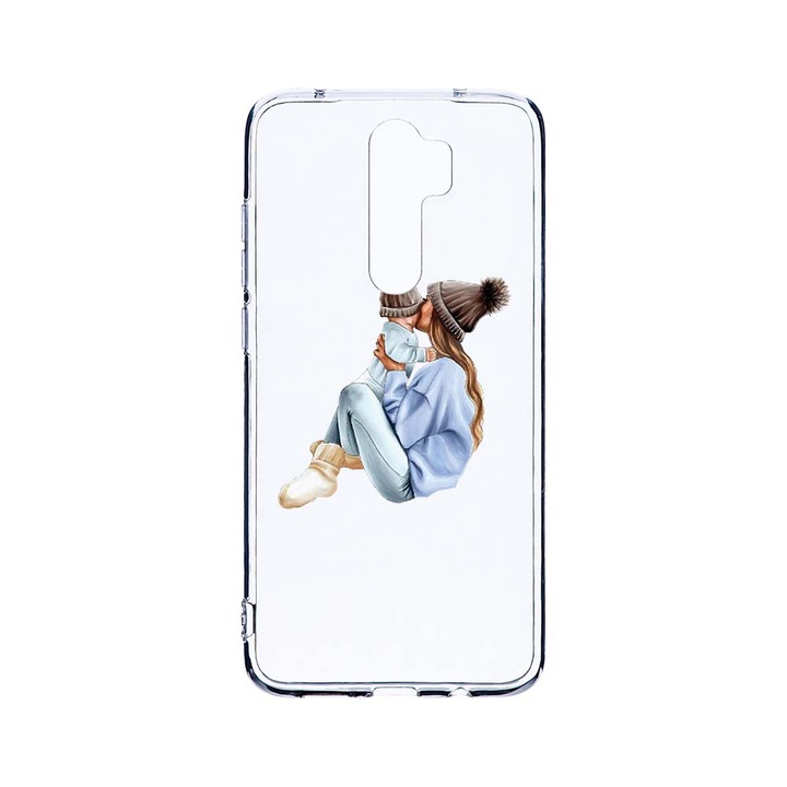 Husa BestCase® Clear Silicon 2MM, Compatibila Cu Xiaomi Redmi Note 8 Pro, Girl Mom With a Boy, Antisoc, Protectie Camera, Margini ridicate pentru protectia ecranului, T 562