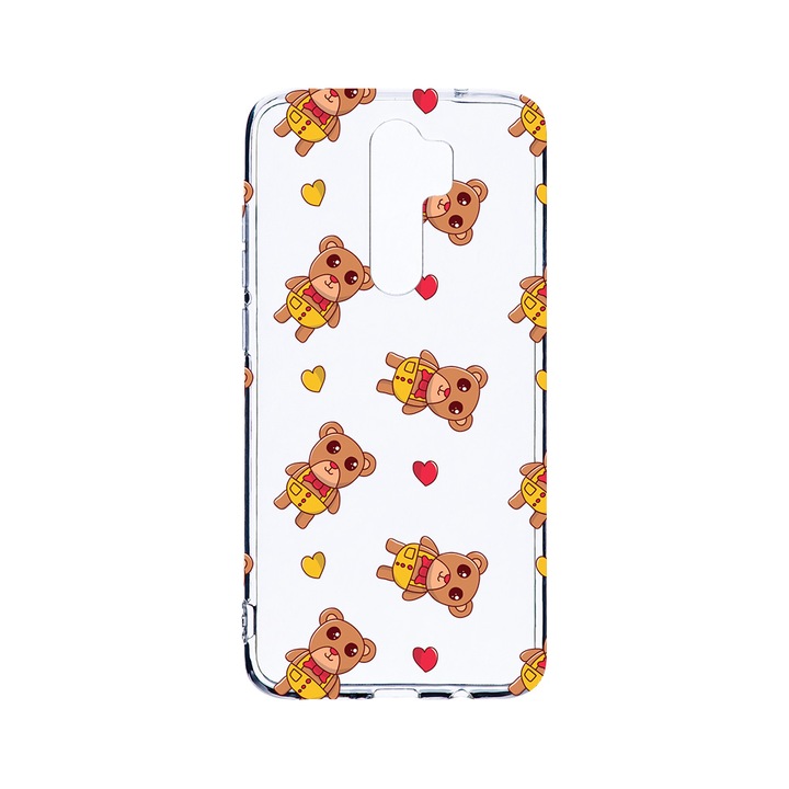 Husa BestCase® Clear Silicon 2MM, Compatibila Cu Xiaomi Redmi Note 8 Pro, Teddy Bear Love Pattern, Antisoc, Protectie Camera, Margini ridicate pentru protectia ecranului, T 968