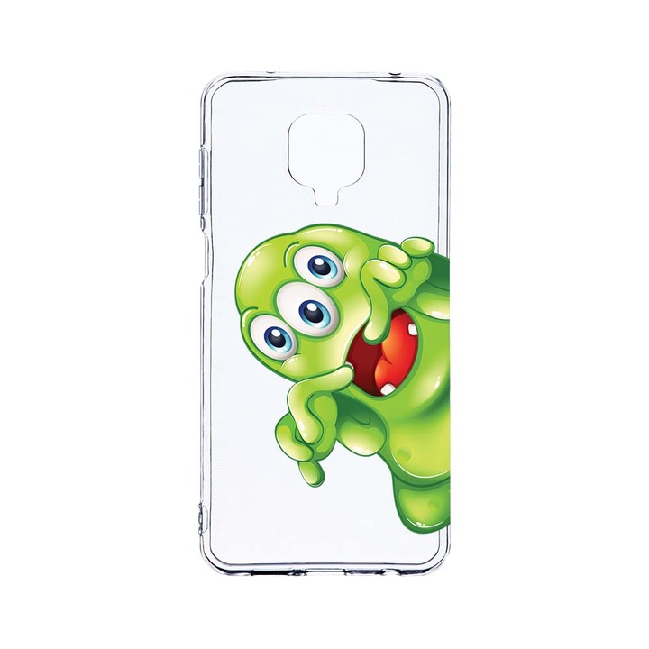 Husa BestCase® Clear Silicon 2MM, Compatibila Cu Xiaomi Redmi Note 9 Pro / Redmi Note 9 Pro Max, Green Monster, Antisoc, Protectie Camera, Margini ridicate pentru protectia ecranului, T 60