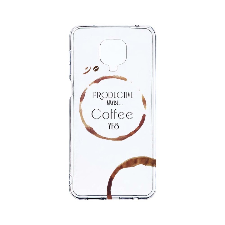 Husa BestCase® Clear Silicon 2MM, Compatibila Cu Xiaomi Redmi Note 9 Pro / Redmi Note 9 Pro Max, Coffee, Antisoc, Protectie Camera, Margini ridicate pentru protectia ecranului, T 33