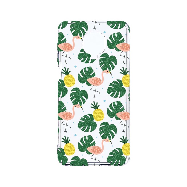 Husa BestCase® Clear Silicon 2MM, Compatibila Cu Xiaomi Redmi Note 9S, Tropical, Antisoc, Protectie Camera, Margini ridicate pentru protectia ecranului, T 93