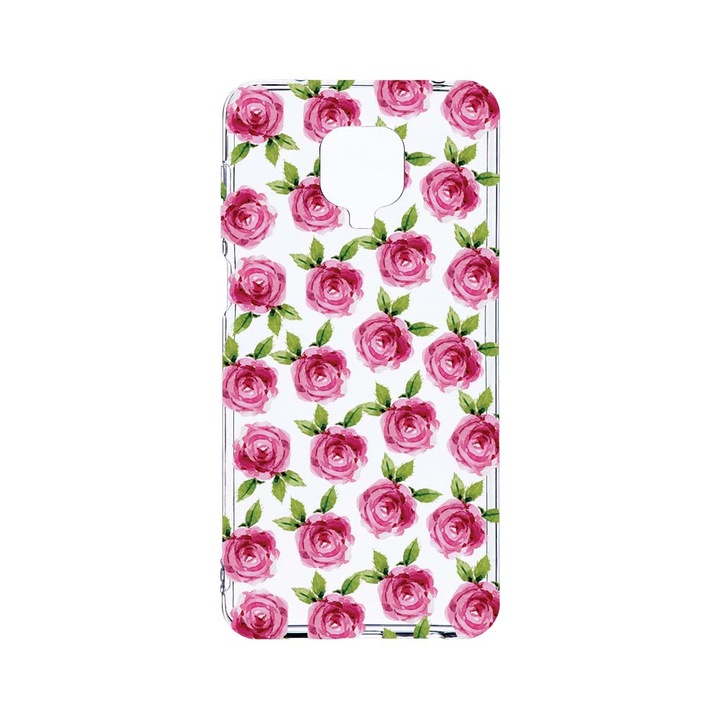 Husa BestCase® Clear Silicon 2MM, Compatibila Cu Xiaomi Redmi Note 9S, Rose, Antisoc, Protectie Camera, Margini ridicate pentru protectia ecranului, T 107