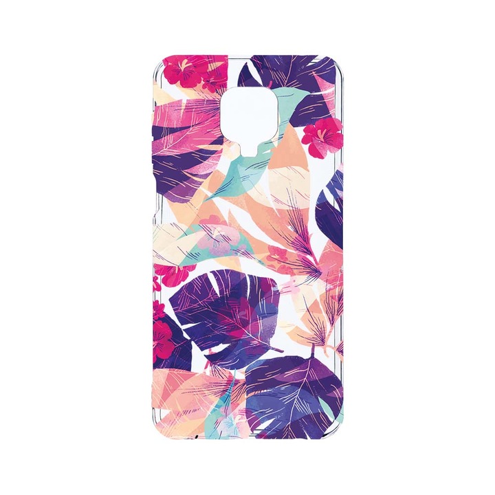Husa BestCase® Clear Silicon 2MM, Compatibila Cu Xiaomi Redmi Note 9 Pro / Redmi Note 9 Pro Max, Tropical Flowers, Antisoc, Protectie Camera, Margini ridicate pentru protectia ecranului, T 71