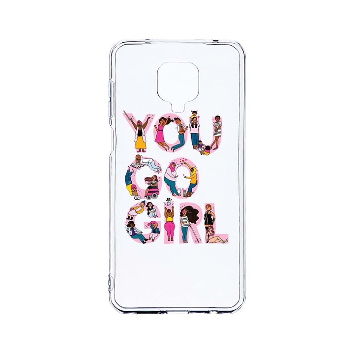Husa BestCase® Clear Silicon 2MM, Compatibila Cu Xiaomi Redmi Note 9 Pro / Redmi Note 9 Pro Max, Girl Power, Antisoc, Protectie Camera, Margini ridicate pentru protectia ecranului, T 250