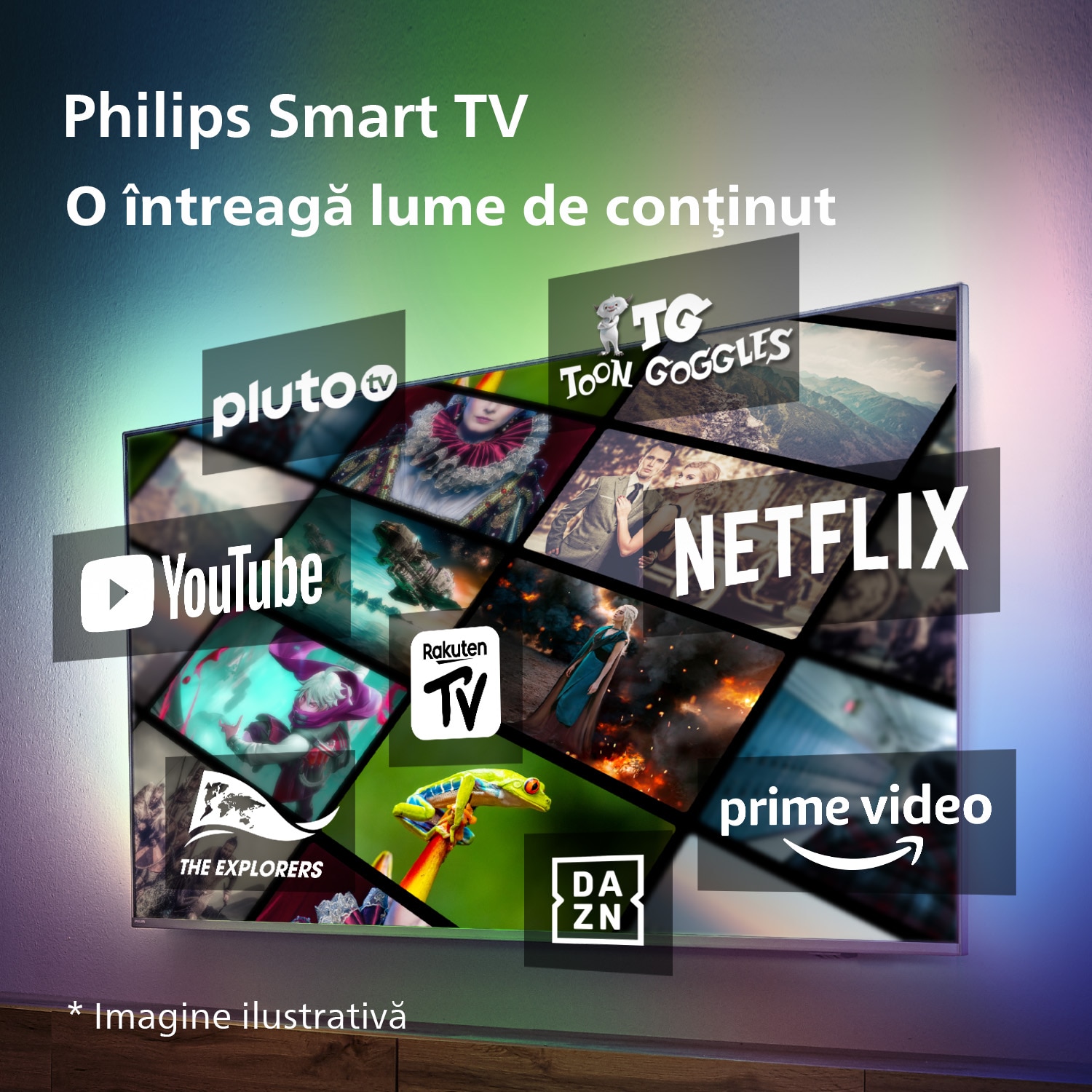 Televizor Philips AMBILIGHT tv MiniLED 55PML9008, 139 cm, Smart, 4K Ultra HD, 100hz, Clasa F