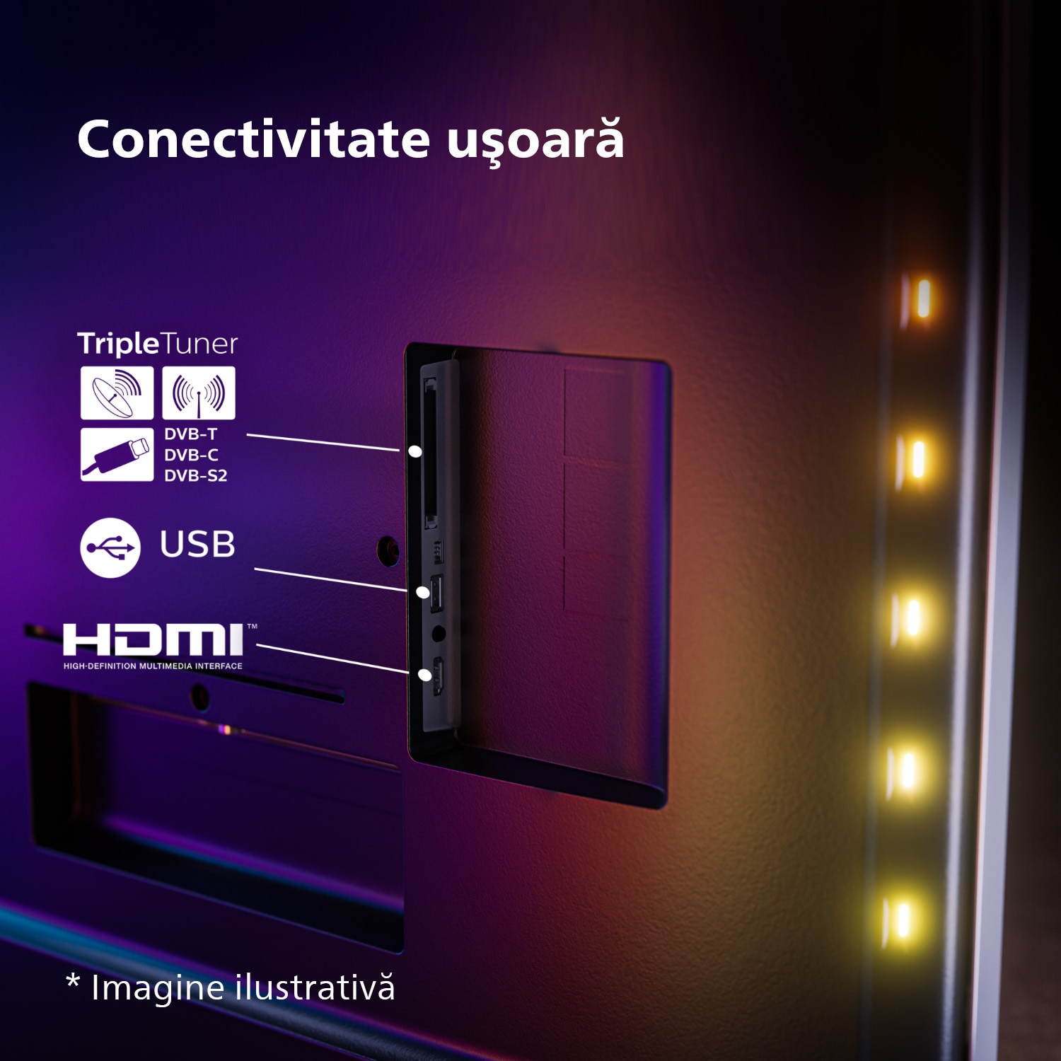 Televizor Philips AMBILIGHT tv MiniLED 55PML9008, 139 cm, Smart, 4K Ultra HD, 100hz, Clasa F