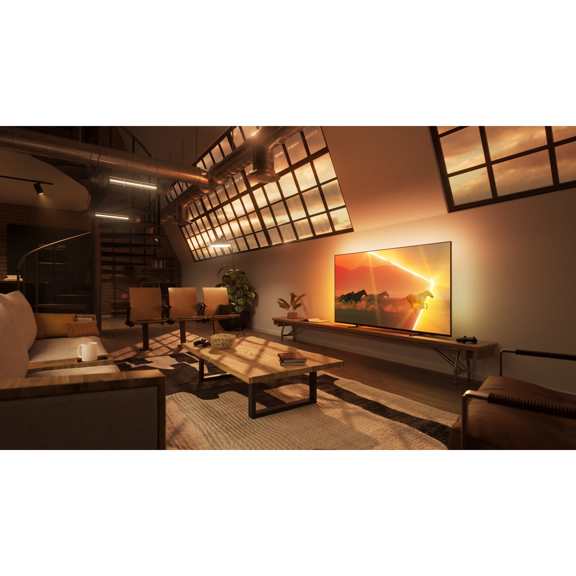 Televizor Philips AMBILIGHT tv MiniLED 55PML9008, 139 cm, Smart, 4K Ultra HD, 100hz, Clasa F