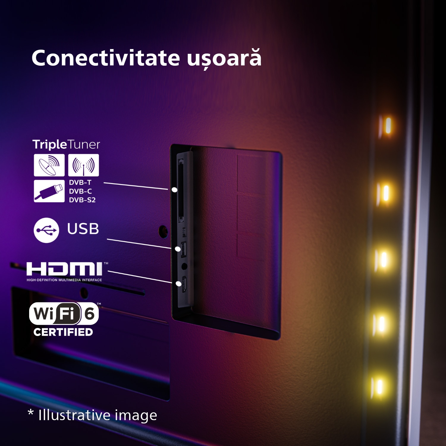 Televizor Philips AMBILIGHT tv OLED 65OLED908, 164 cm, Google TV, 4K Ultra HD, 100hz, Clasa G (Model 2023)