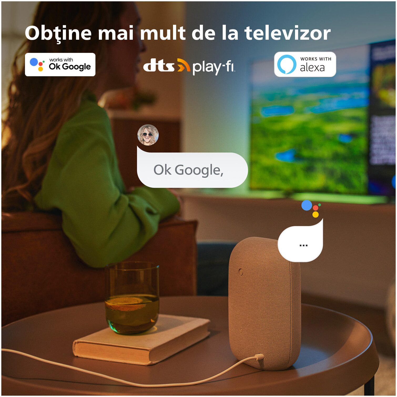 Televizor Philips AMBILIGHT tv MiniLED 65PML9008, 164 cm, Smart TV, 4K Ultra HD, 100hz, Clasa F