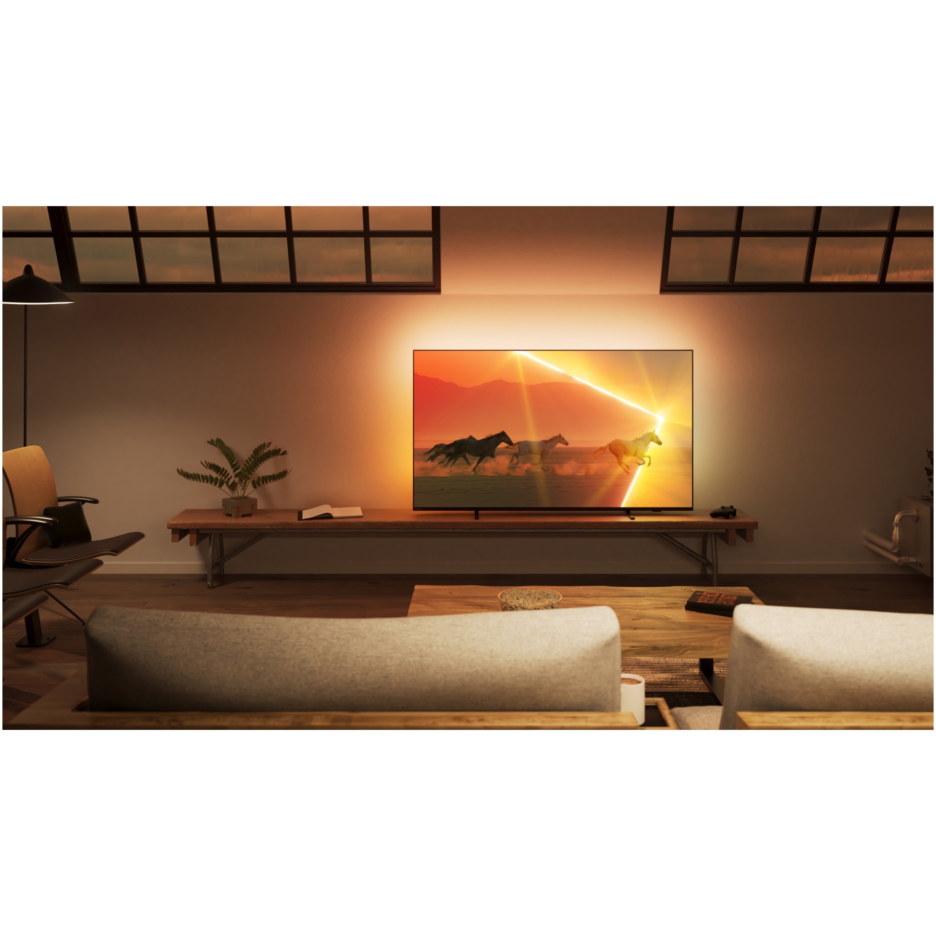 Televizor Philips AMBILIGHT tv MiniLED 65PML9008, 164 cm, Smart TV, 4K Ultra HD, 100hz, Clasa F